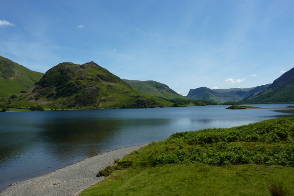 Rannerdale from across Crummock Water.